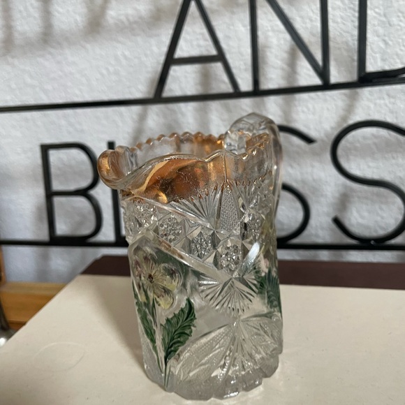 Indiana Glass Flower Medallion Flashed Gold vase - Picture 9 of 10